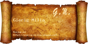 Gierig Milla névjegykártya
